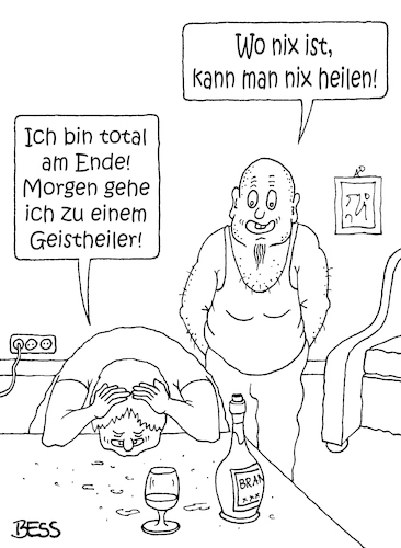 Cartoon: Geistheiler (medium) by besscartoon tagged mann,frau,paar,beziehung,ehe,geistheiler,bess,besscartoon
