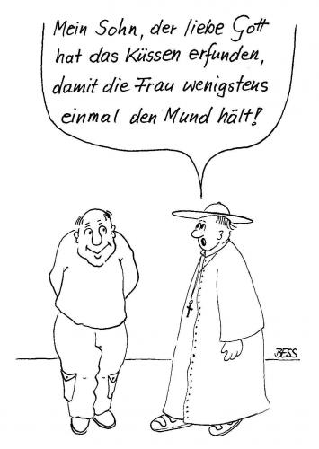 Cartoon: geistlicher Beistand (medium) by besscartoon tagged pfarrer,männer,frauen,küssen,mund,halten,bess,besscartoon