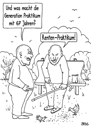 Cartoon: Generation Praktikum (medium) by besscartoon tagged generation,jung,alt,rente,67,praktikum,praktikanten,arbeit,arbeitslos,geld,euro,rentner,bess,besscartoon