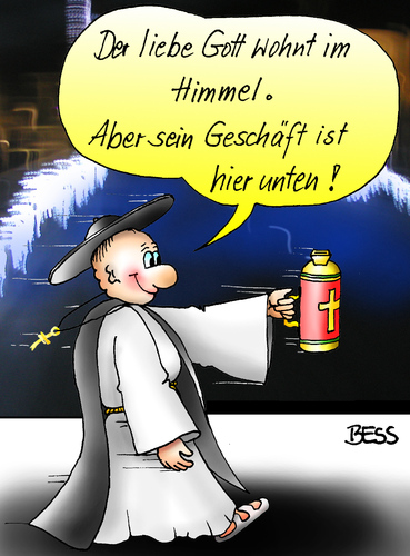 Cartoon: Geschäftstüchtig (medium) by besscartoon tagged bess,geschäft,geld,pfarrer,christentum,katholisch,himmel,gott,religion,kirche,besscartoon