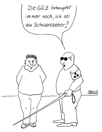 Cartoon: GEZ (medium) by besscartoon tagged männer,blind,gez,schwarzseher,bess,besscartoon