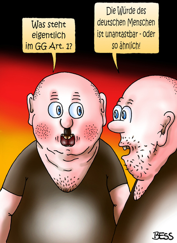 Cartoon: Grundgesetz Art.1 (medium) by besscartoon tagged würde,art1,grundgesetz,neonazis,rechtsradikal,syrien,flüchtlingsdrama,flüchtlinge,willkommen,welcome,asyl,deutsch,menschen,des,besscartoon,bess,politik,deutschland