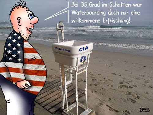 Cartoon: Gulag auf amerikanisch (medium) by besscartoon tagged waterboarding,folter,usa,cia,bush,gewalt,mobile,set,verhöre,ertränken,guantanamo,gefangenenlager,kuba,bess,besscartoon