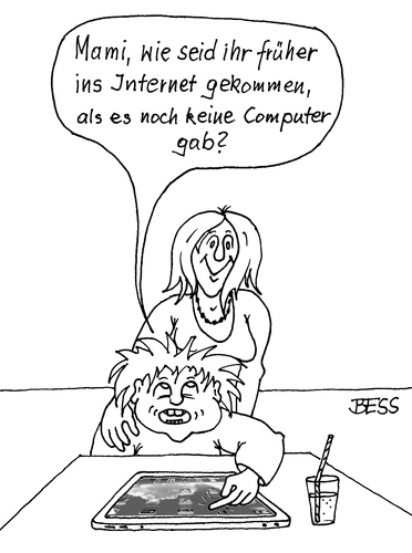 Cartoon: Gute Frage (medium) by besscartoon tagged mutter,kind,familie,computer,internet,tablet,pc,technik,bess,besscartoon