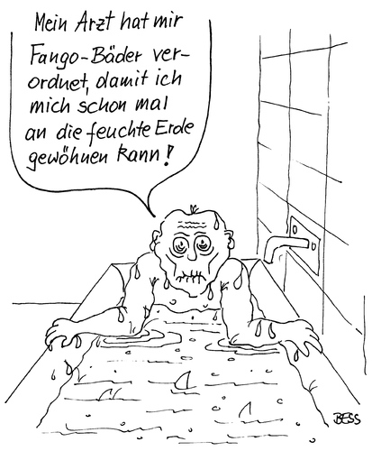 Cartoon: Gute Vorbereitung (medium) by besscartoon tagged mann,alt,tod,fango,sterben,bad,bess,besscartoon