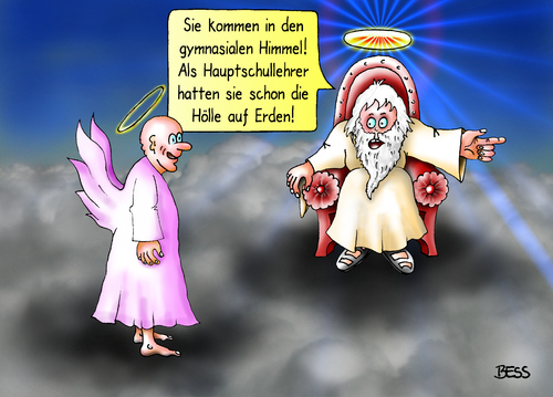 Cartoon: gymnasialer Himmel (medium) by besscartoon tagged gott,himmel,hölle,tod,petrus,engel,schuldienst,schuljahr,schule,schüler,pädagogik,gymnasium,hauptschule,realschule,werkrealschule,lernen,lehrer,schulmeister,pauker,bess,besscartoon