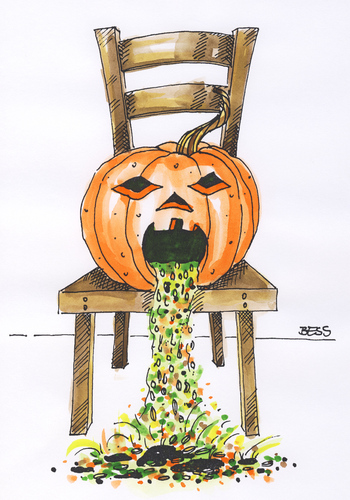 Cartoon: Halloween (medium) by besscartoon tagged stuhl,kürbis,halloween,kotzen,horror,bess,besscartoon