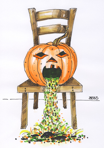 Cartoon: Halloween (medium) by besscartoon tagged stuhl,kürbis,halloween,kotzen,horror,bess,besscartoon