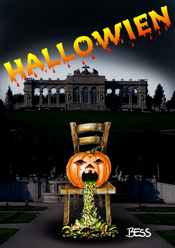 Cartoon: Hallowien (medium) by besscartoon tagged besscartoon,bess,kürbis,schönbrunn,schloss,wien,halloween