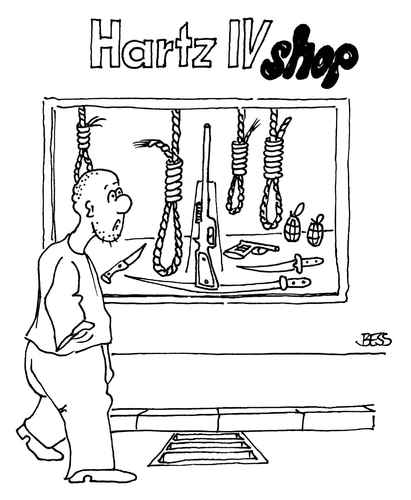 Cartoon: Hartz4 shop (medium) by besscartoon tagged hartz4,sozialhilfe,armut,geld,bess,besscartoon