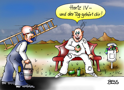 Cartoon: Hartz IV (medium) by besscartoon tagged hartz,hartz4,arbeit,arbeitslos,arge,job,jobcenter,alkohol,saufen,trinken,bess,besscartoon