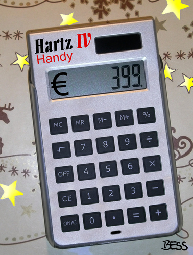 Cartoon: Hartz IV Handy (medium) by besscartoon tagged arbeitslos,hartz,vier,arge,taschenrechner,handy,bess,besscartoon