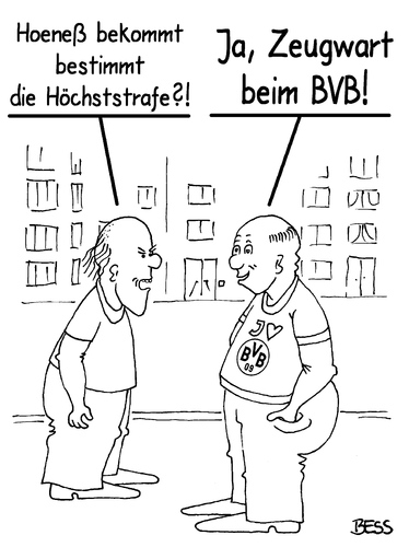 Cartoon: Höchststrafe (medium) by besscartoon tagged bvb,zeugwart,urteil,höchststrafe,borussia,dortmund,uli,hoeneß,fc,prozess,bayern,münchen,steuerflucht,fussball,steuer,cd,schweiz,geld,steuerhinterziehung,gericht,präsident,schwarzgeld,bess,besscartoon