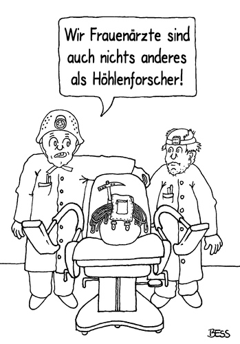 Cartoon: Höhlenforscher (medium) by besscartoon tagged bess,stirnlampe,rucksack,höhlenforscher,gesundheit,medizin,frauenarzt,doktor,ärzte,arzt,besscartoon