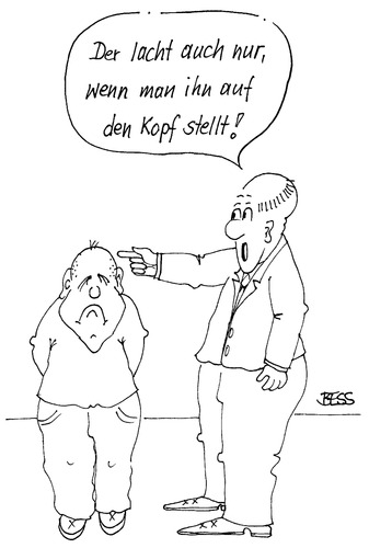 Cartoon: hoffnungslos (medium) by besscartoon tagged lachen,spass,traurig,lächeln,trauer,männer,kopf,kopfstand,bess,besscartoon