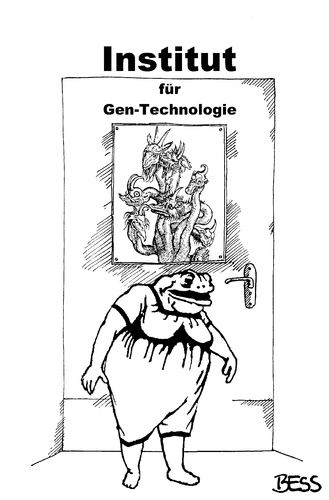 Cartoon: Institut für Gen-Technologie (medium) by besscartoon tagged institut,medizin,gene,gentechnologie,manipulation,wissenschaft,monster,zukunft,visionen,bess,besscartoon