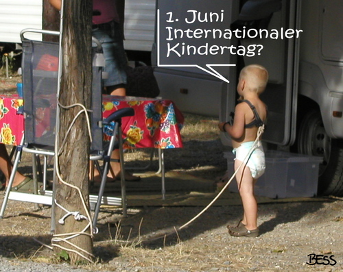 Cartoon: Internationaler Kindertag? (medium) by besscartoon tagged erster,juni,internationaler,kindertag,kinder,eltern,gewalt,camping,urlaub,ferien,baum,angebunden,bess,besscartoon