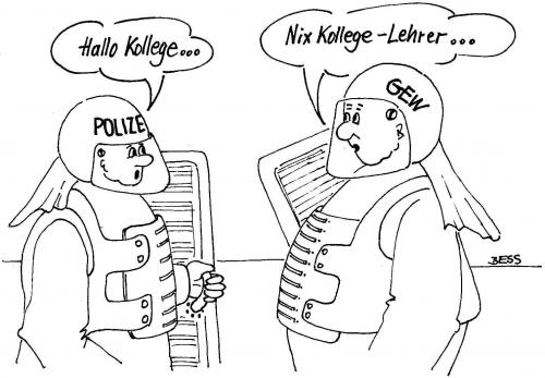 Cartoon: Irrtum (medium) by besscartoon tagged schule,polizei,lehrer,männer,bess,besscartoon,gewalt