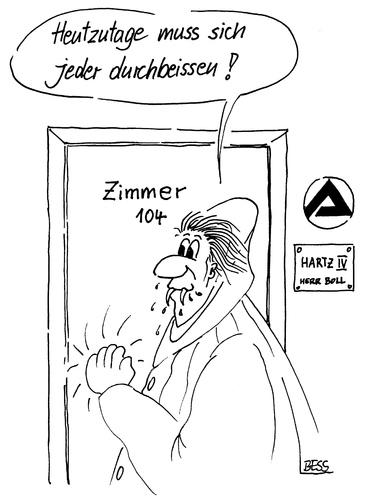 Cartoon: Jeder muss sich durchbeissen (medium) by besscartoon tagged arge,arbeitslos,hartz,dracula,arbeitsamt,armut,bess,besscartoon