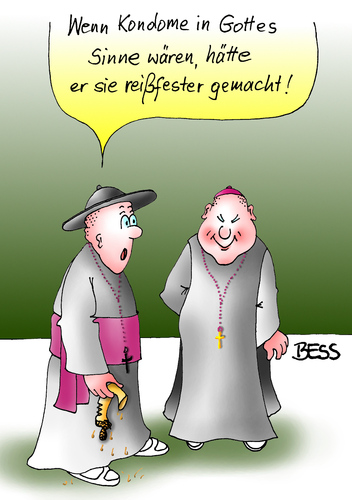 Cartoon: K O N  Dom (medium) by besscartoon tagged religion,kirche,christentum,pfarrer,katholisch,kondom,verhütung,ethik,bess,besscartoon,gott