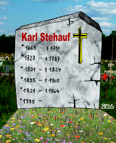 Cartoon: Karl Stehauf (medium) by besscartoon tagged besscartoon,bess,wiedergeburt,sterben,tod,friedhof,grabstein,grab