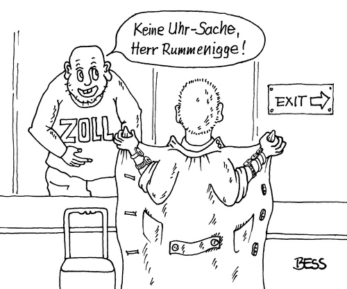 Cartoon: Keine Uhr-Sache... (medium) by besscartoon tagged besscartoon,bess,geld,korruption,münchen,bayern,fc,betrug,steuerhinterziehung,uhren,uhr,zoll,rummenigge