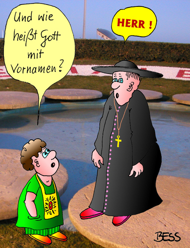 Cartoon: kindliche Neugier (medium) by besscartoon tagged besscartoon,bess,namen,gott,pfarrer,katholisch,religion,kirche