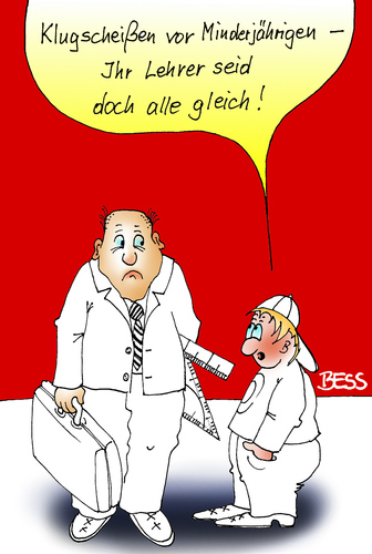 Cartoon: Klugscheißer (medium) by besscartoon tagged besscartoon,bess,pubertät,minderjährige,kluscheissen,pädagogik,schüler,lehrer,schule