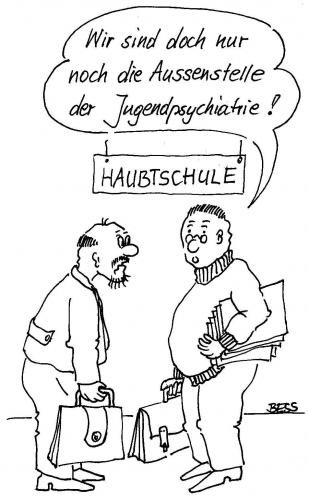 Cartoon: Kollegengespräch (medium) by besscartoon tagged hauptschule,lehrer,schule,besscartoon,bess,pädagogik,erziehung
