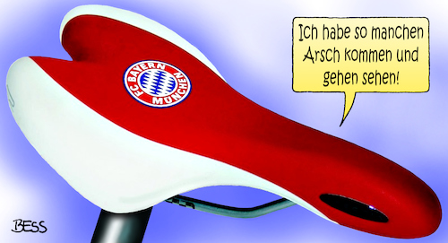 Cartoon: Kommen und Gehen (medium) by besscartoon tagged fc,bayern,münchen,fussball,arsch,fahrradsattel,transfermarkt,transfer,bess,besscartoon
