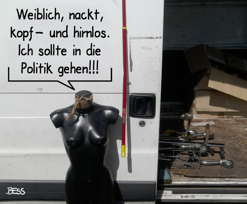 Cartoon: kopf- und hirnlos (medium) by besscartoon tagged schaufensterpuppe,frau,weiblich,nackt,kopflos,hirnlos,armlos,politik,bess,besscartoon