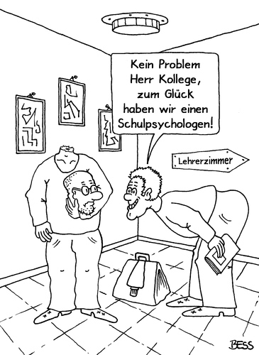 Cartoon: kopflos (medium) by besscartoon tagged schule,lernen,unterricht,schulpsychologe,pädagogik,erziehung,hauptschule,realschule,gemeinschaftsschule,werkrealschule,gymnasium,lehrer,pauker,bess,besscartoon