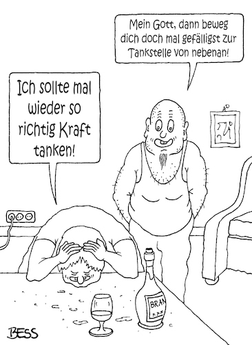 Cartoon: Kraft tanken (medium) by besscartoon tagged paar,beziehung,ehe,kraft,tanken,tankstelle,ehekrach,mann,frau,meckern,bess,besscartoon