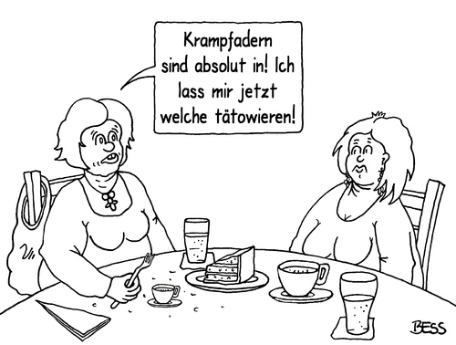 Cartoon: Krampfadern (medium) by besscartoon tagged frauen,schönheit,trend,krampfadern,tattoo,tätowieren,bess,besscartoon