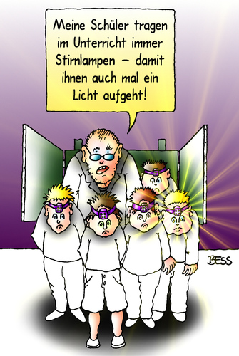 Cartoon: Lichtgestalten (medium) by besscartoon tagged schule,pädagogik,erziehung,licht,augehen,stirnlampe,schüler,unterricht,lernen,lehrer,pauker,realschule,hauptschule,werkrealschule,gemeinschaftsschule,gymnasium,bess,besscartoon