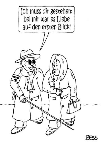 Cartoon: Liebe auf den ersten Blick (medium) by besscartoon tagged mann,frau,paar,liebe,auf,den,ersten,blick,blind,blindheit,behinderung,handicap,beziehung,bess,besscartoon