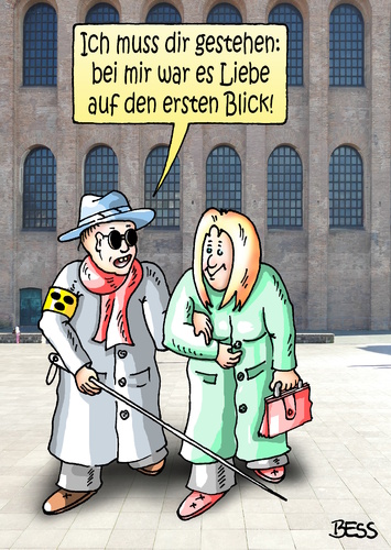 Cartoon: Liebe auf den ersten Blick (medium) by besscartoon tagged mann,frau,paar,liebe,auf,den,ersten,blick,blind,blindheit,behinderung,handicap,beziehung,bess,besscartoon