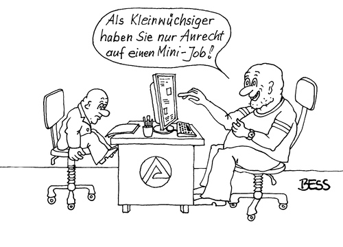 Cartoon: Logik der Arbeitsagentur (medium) by besscartoon tagged besscartoon,bess,arbeitsvermittlung,behinderte,behinderung,job,mini,arbeitsagentur,arge,arbeitslos,arbeit,kleinwüchsig