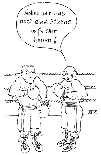 Cartoon: Missverständnis (medium) by besscartoon tagged männer,boxen,ohr,hauen,schlagen,schlafen,gewalt,bess,besscartoon
