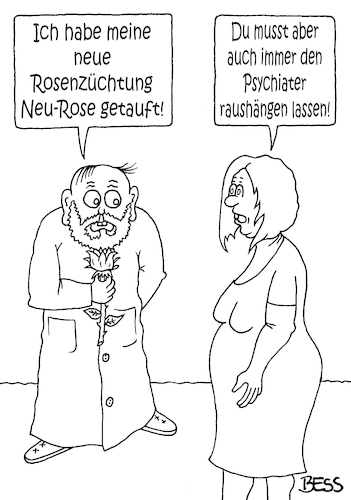 Cartoon: Neu-Rose (medium) by besscartoon tagged paar,beziehung,rosen,rosenzüchtung,hobby,neurose,psychiater,blumen,bess,besscartoon