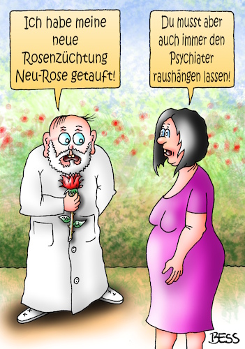 Cartoon: Neu-Rose (medium) by besscartoon tagged paar,beziehung,rosen,rosenzüchtung,hobby,neurose,psychiater,blumen,bess,besscartoon