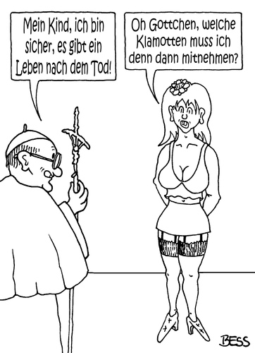 Cartoon: Oh Gottchen (medium) by besscartoon tagged klamotten,frauen,pfarrer,mode,leben,nach,dem,tod,sterben,religion,christentum,kirche,katholisch,bess,besscartoon