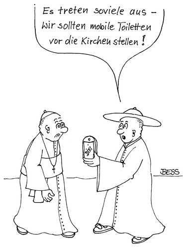 Cartoon: ohne Titel (medium) by besscartoon tagged kirche,pfarrer,katholisch,kirchenaustritt,wc,bess,besscartoon