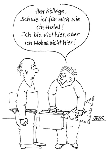 Cartoon: ohne Titel (medium) by besscartoon tagged schule,lehrer,männer,pädagogik,hotel,wohnen,bess,besscartoon