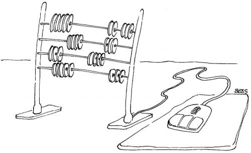 Cartoon: ohne Titel (medium) by besscartoon tagged besscartoon,bess,rechnen,maus,technik,computer,abakus