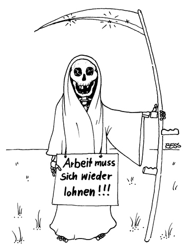 Cartoon: ohne Titel (medium) by besscartoon tagged sensenmann,arbeit,geld,bess,besscartoon