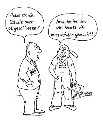 Cartoon: ohne Titel (medium) by besscartoon tagged männer,schule,hausmeister,mann,ausbildung,bess,besscartoon