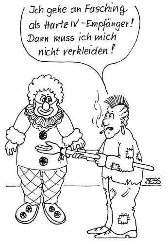 Cartoon: ohne Titel (medium) by besscartoon tagged männer,karneval,fasching,hartz4,clown,bess,besscartoon