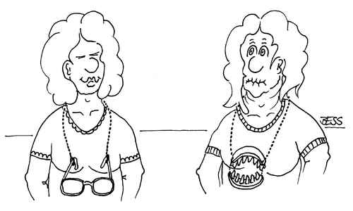 Cartoon: ohne Titel (medium) by besscartoon tagged frauen,alter,brille,zahnersatz,behinderung,bess,besscartoon