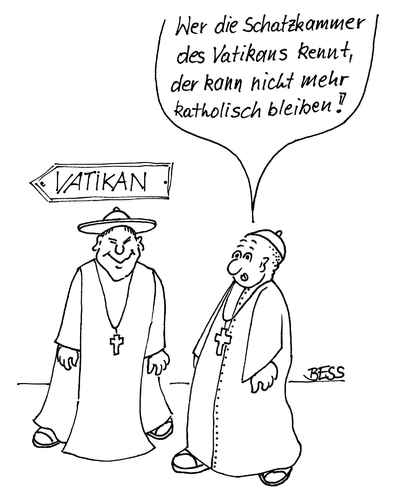 Cartoon: ohne Titel (medium) by besscartoon tagged männer,katholisch,pfarrer,priester,vatikan,geld,schätze,kirchenaustritt,bess,besscartoon